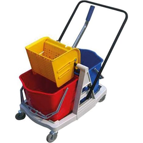 Ensemble complet chariot lavage 2 x 15L + presse + monture àplat + 2 franges + manche