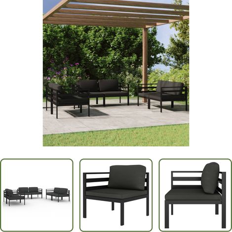 vidaXL Gartenmöbel -  6-tlg. Garten-Lounge-Set mit Kissen Aluminium Anthrazit (1/5)