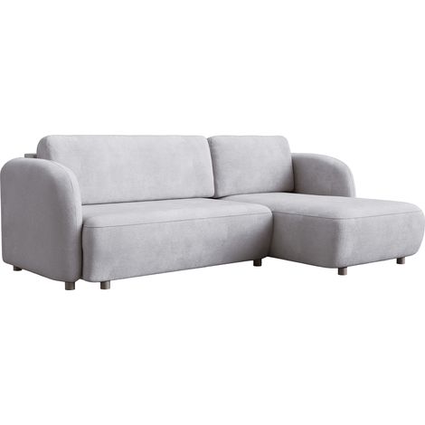 DRIXY Canapé d'angle convertible avec coffre en tissu gris - Angle droit (1/4)