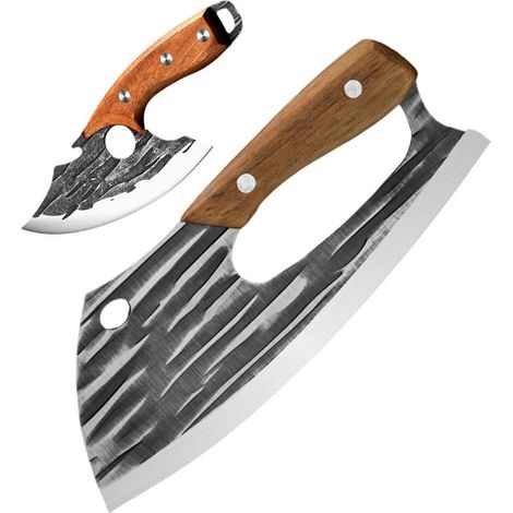 Couperet De Cuisine Lot de 2 Couperets pour Os et Bœuf  Hachoir À Viande Découpe Pour Appartement Barbecue Grillades Préparation Culinaires Cuisine Restaurant Traiteur Plan De (1/5)