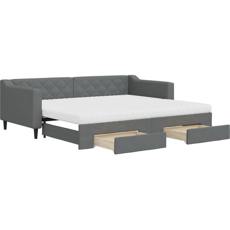 Maison Exclusive - Divano Letto Estraibile Cassetti Grigio Scuro 90x200cm Tessuto