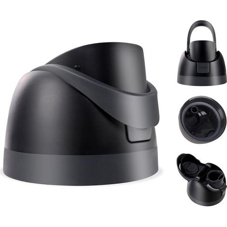 Couvercle de remplacement compatible Owala – Couvercle avec bouton-poussoir pour gourdes Owala 16 24 32 et 40 oz – Anti-fuite et sans BPA – Couvercle de rechange – Gris noir (1/5)