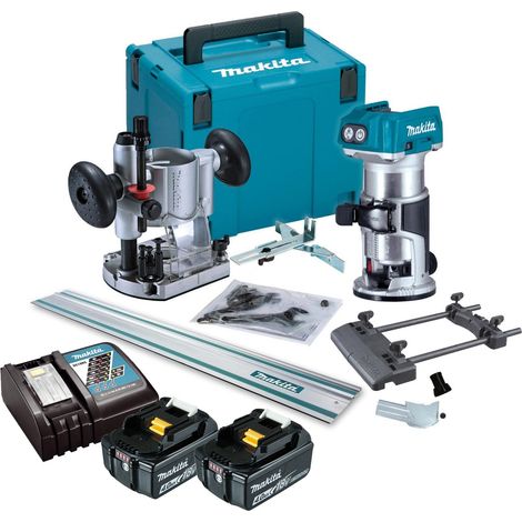 Makita DRT50RMJ 18V LXT Cordless Brushless Router Trimmer Plunge Base + Rail (1/4)