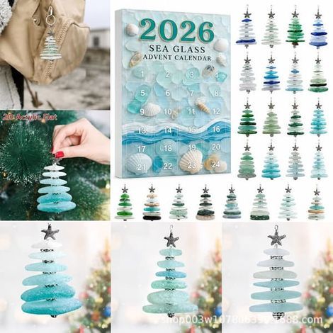 Havsglas Tomte Calendrier de l'Avent 2026 – Liten Tomte Julnedräkning Sapin de Noël A (1/5)