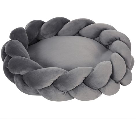 Cama lavable pour petit chien avec coussin indépendant et corde coton gris 55x55x14 cm (1/5)