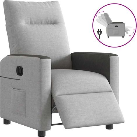 vidaXL Poltrona Elettrica Reclinabile Grigio Nuvola in Tessuto