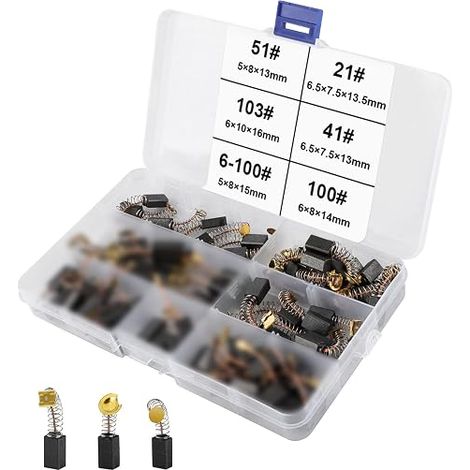 Balais de Charbon Machine Electrique Brosses de Carbone Brosses de Carbone pour Ponceuses Charbon Moteur Dureté Elevée pour Meuleuse D'angle Scies etc. Outils électriques (1/5)