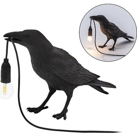 Lampe en résine en forme d'oiseau, corbeau, lampe LED, applique murale pour chambre ou salon, décoration de table (1/5)