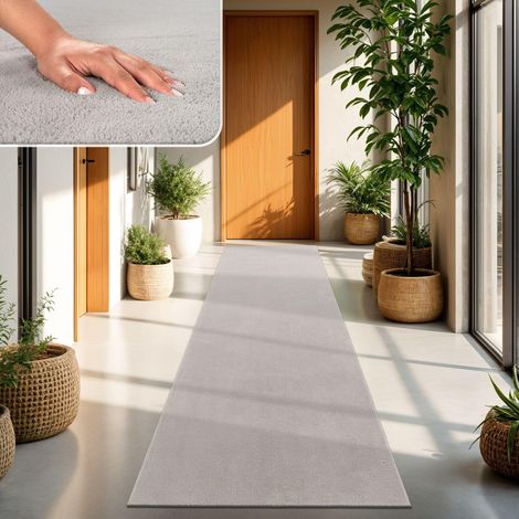 1 Tapis Poil Ras Salon Moderne Lavable 80x300 Cm Polyester Compatible Chauffage Sol (1/5)