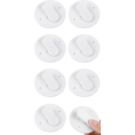 Pinces pour rideau de douche - Lot de 8 - Fixations adhésives - ABS - Résistantes au vent et aux éclaboussures - 5,5 cm - Blanc (1/5)