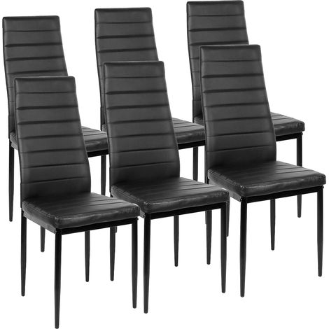 Lot de 6 chaises avec surpiqûre, Chaises de cuisine tapissées, Chaises à manger Pack 6 (Noir, 6) (1/5)