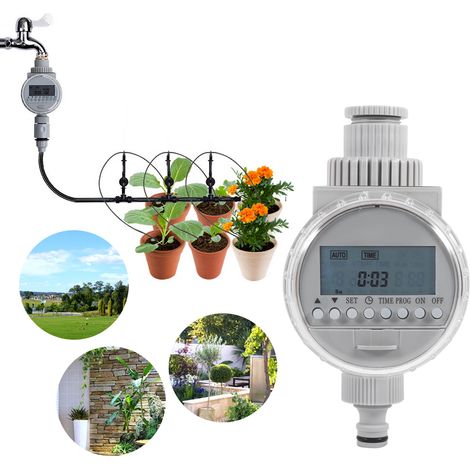 Programmateur d'arrosage solaire automatique avec écran LCD, 16 programmes, économie d'eau, pour jardin et balcon, facile à installer (1/5)