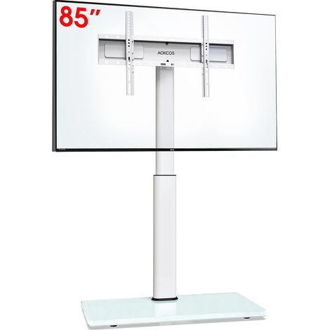 Meuble TV 1,6 m de Haut pour 43-75", pivotant à 50°, Inclinaison à 12°, Hauteur réglable, VESA Max 600 x 400 mm, capacité maximale 50 kg (Blanc) (1/5)