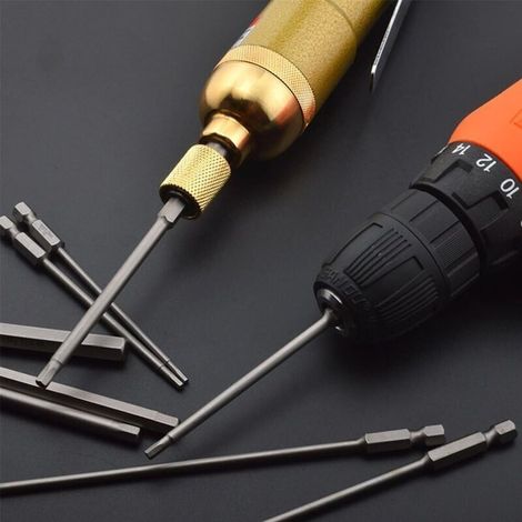 6 magnetische Bits 1/4" 100 mm - Gehärteter Stahl für anspruchsvolle Heimwerkerarbeiten - Kompatibel mit Bohrmaschinen (1/4)