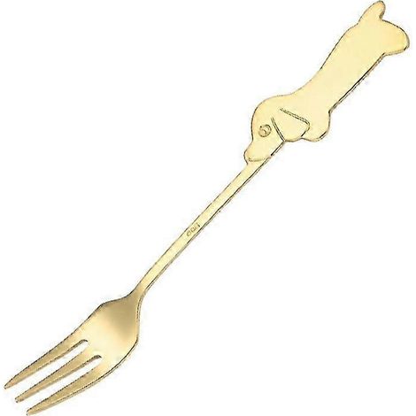 Cuillère à dessert/fourchette en acier inoxydable robuste et antirouille, idéale pour le café, la pastèque et la crème glacée. Parfaite pour la maison. DVSGoldenFork-Dog (1/5)