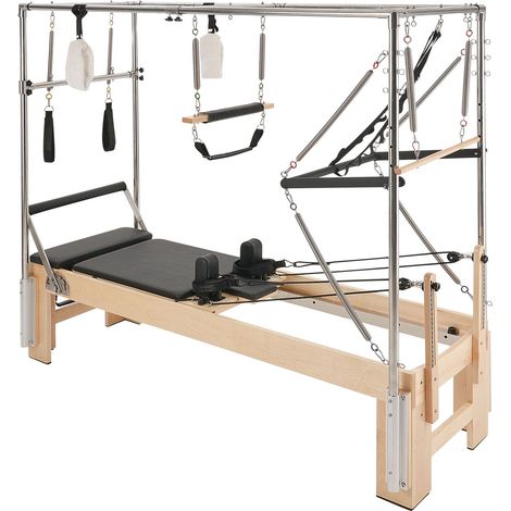 Appareil de Pilates en bois pour salle de sport à domicile, équipement de musculation avec double résistance, box et planche de saut, pour débutants et avancés, jusqu'à 180 kg (1/5)