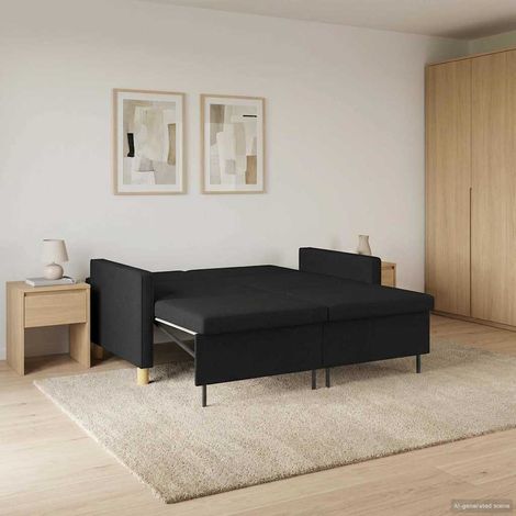 Sofá cama desplegable Negro Tela
