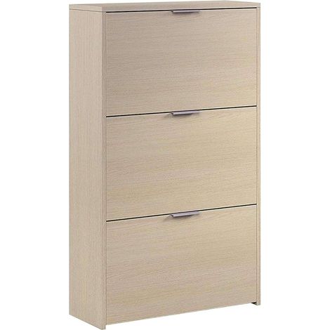 Zapatero Multiestancia Estilo Natural en Color Roble con 3 Trampones 113x60x22 cm (1/5)