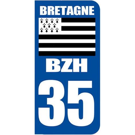 Autocollant - Département 35 - Pour plaque immatriculation voiture - 2 stickers