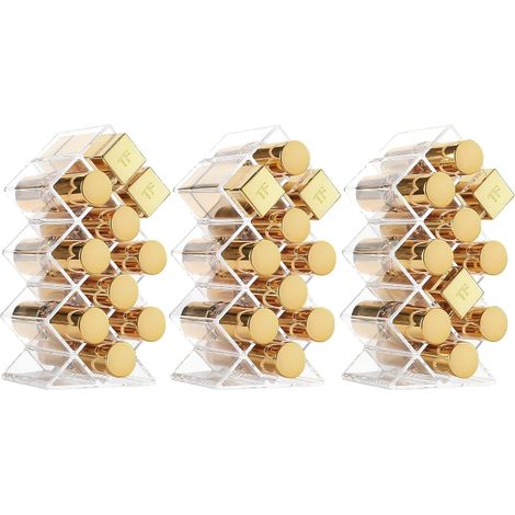 3 Pcs Boîte de rangement pour rouge à lèvres Support Rouge à Lèvres 30 Grilles Total, Organisateur Pinceaux en Acrylique Transparent (1/5)