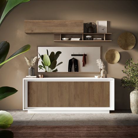 Buffet/bahut moderne 207 cm laqué blanc mat/mercure Rosine (1/4)