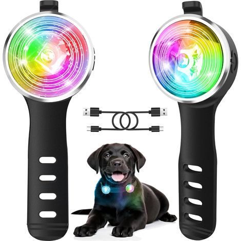 Lot de 2 Collier Lumineux Chien Rechargeable USB-C, 8 Modes Améliorés, Collier de Chien pour Clip de Nuit, IPX6 étanche et Bande en Silicone Lumières de Sécurité (1/5)