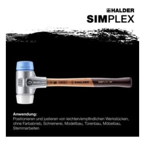 Halder Schonhammer SIMPLEX L.300mm Kopf-D.30mm HO Superplast.weiß/TPE-soft blau