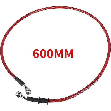 Durite de frein/d'embrayage/huile hydraulique renforcée en acier tressé, 500-900 mm, raccord banjo 28°, compatible Racing MX - rouge 600 mm (1/5)
