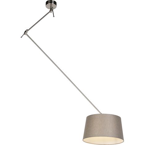 Hängelampe mit Leinenschirm taupe 35 cm - Blitz I Stahl
