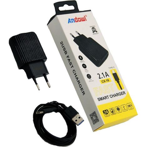 Andowl - Caricabatterie Caricatore Veloce Intelligente Con 2 Porte Usb Cavo Type-c Cx-16 - (1/4)