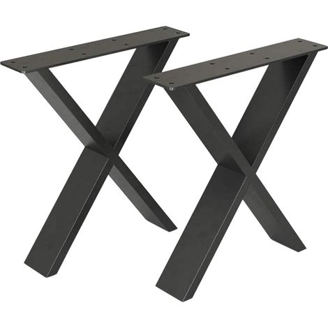 Set de 2 pieds de table maribo forme x en acier 72 x 55 x 6 cm