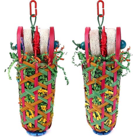 Jouets pour perruches, lot de 2 jouets à mâcher parfaits pour les cacatoès, les conures, les inséparables, les petits et moyens perroquets accessoire amusant pour la cage à oiseaux, pour la recherche (1/4)