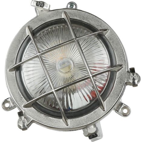 Außenlampe Messing Maritim Bullauge IP44 in Nickel 14 cm breit klein