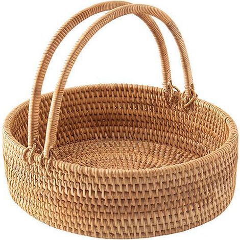 1 Panier osier, rotin tressé main, poignées, ovale, fruits bonbons, pique-nique décoration (1/5)