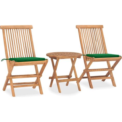 Ensemble à manger de jardin pliable avec coussin 3 pcs-Salon de jardin-Ensemble repas d'extérieur Teck 306840 (1/5)