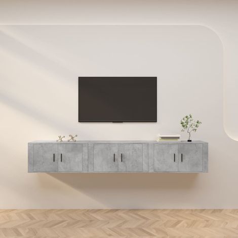 TV-Wandschränke 3 Stk. Betongrau 80x34,5x40 cm (1/5)
