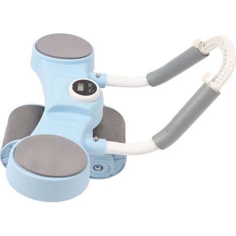 Roue abdominale double avec retour automatique, support coudes et porte-téléphone, bleue, pour hommes et femmes, fitness et musculation à domicile (1/5)