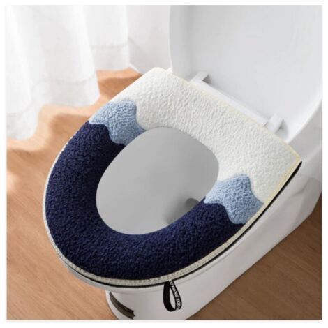 QORVA-(1 Gris)Housse de Siège de Toilette avec Poignée，Coussin de Couverture de siège de Toilette，Coussin en U zippé pour siège de Toilette，Lavabletapis de Toilettes chauffé. (1/5)