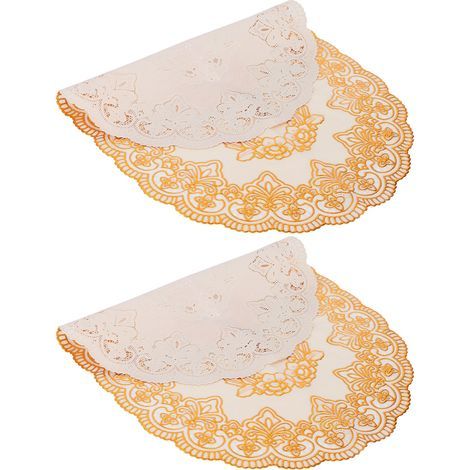 2 ovale, goldene PVC-Untersetzer – Topfuntersetzer für Küche, Esszimmer, Hochzeiten und Dekoration (1/5)