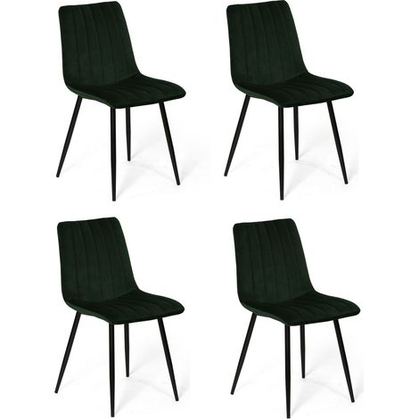 Pack de 4 sillas de comedor estilo Vintage Modelo Iria color verde botella (1/5)
