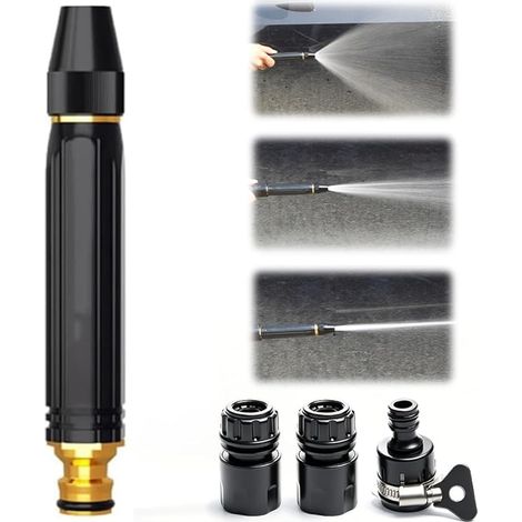 Tête de pulvérisation de tuyau d'eau, 2026 nouveau pistolet de nettoyage haute pression, buse haute pression réglable à 360 ° pour tuyau d'eau, accessoires de pulvérisation portatifs réglables durable (1/4)