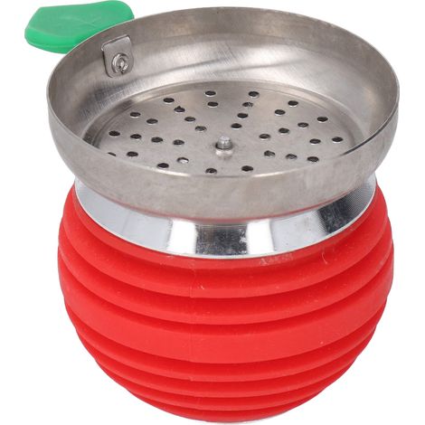 Foyer à chicha rond en silicone résistant à la chaleur, style pomme, portable, avec pare-vent. Accessoires pour chicha avec foyer phunnel et pare-vent. (1/5)