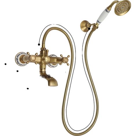 Badewannenarmatur-Set, Wandmontage, langlebige Messingkonstruktion, Gelb, G1/2 (1/2)