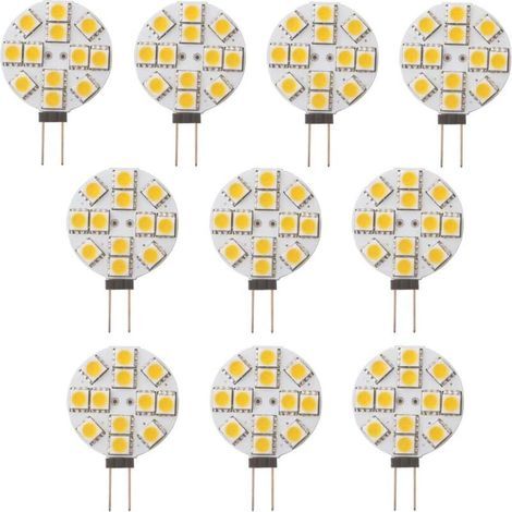 10 G4 LED-Lampen (nicht dimmbar), warmweiß (2700 K), 180° Abstrahlwinkel, Ersatzlampen (20 W Halogenlampen) für Küche, Wohnmobil, Wohnwagen, Boot, 12 V Gleichstrom