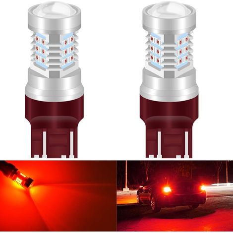 7443 7444NA 7440 7440NA 992 Ampoules LED Haute Puissance 2835 21 chipsets Super Brillant avec projecteur de Remplacement pour Feux arrière Feux de Clignotant, Rouge Brillant (Pack de 2) (1/5)