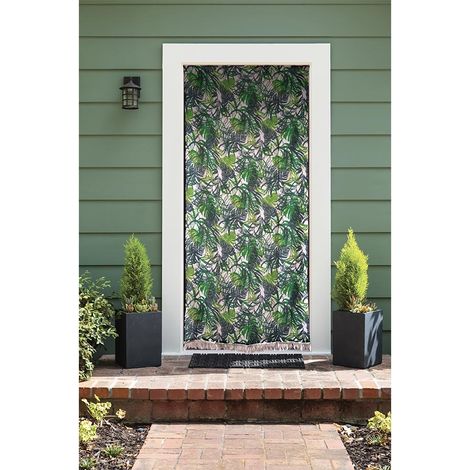 Rideau de porte moustiquaire en toile de coton 140 x 225 cm – Protection contre les insectes – Installation ajustable avec bandes à froncer – Jardideco (1/6)