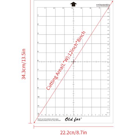Tapis de découpe de rechange OLD FOX, tapis adhésif transparent avec grille de mesure 8 x 12 pouces pour traceur Silhouette Cameo Explore, lot de 3 (1/3)