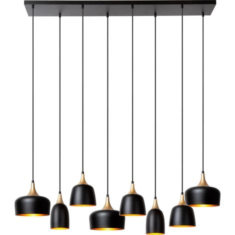 Lampe suspendue à 8 lampes Chayanne Design noir avec or - 05446/08/30 (1/2)