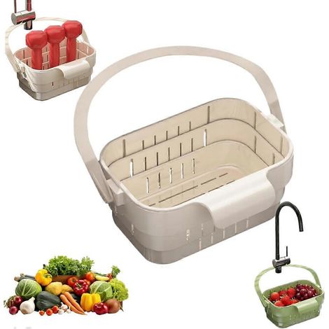 Égouttoir suspendu pour évier de cuisine pliable modèle 2026 amélioré sans perçage blanc (1/5)