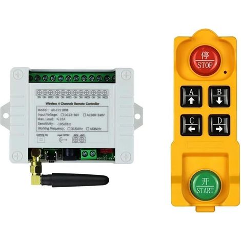 DC12V 24V 36V 4CH Télécommande Sans Radio Émetteur Étanche Récepteur 433MHz (1/5)